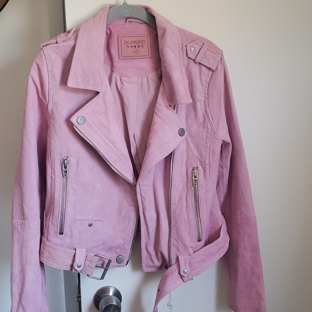 Blank NYC Pink Suede Moto Jacket